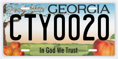 GA license plate CTY0020