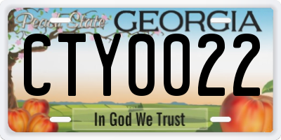 GA license plate CTY0022