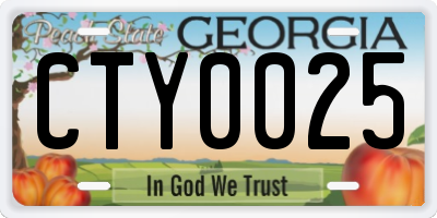 GA license plate CTY0025