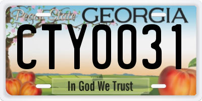 GA license plate CTY0031