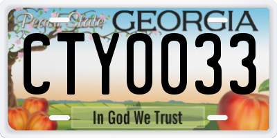 GA license plate CTY0033