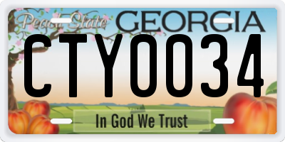 GA license plate CTY0034