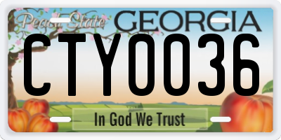 GA license plate CTY0036