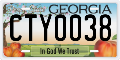 GA license plate CTY0038