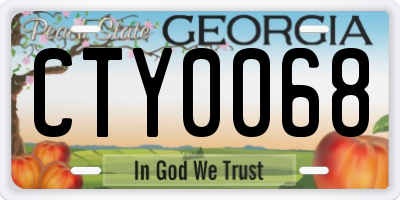 GA license plate CTY0068