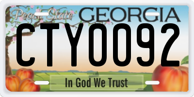 GA license plate CTY0092