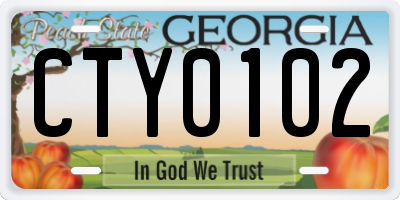GA license plate CTY0102
