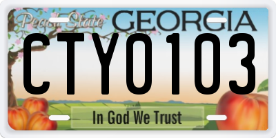 GA license plate CTY0103