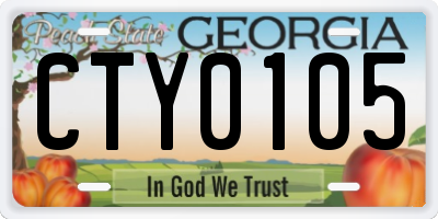 GA license plate CTY0105