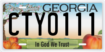 GA license plate CTY0111