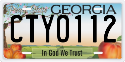 GA license plate CTY0112