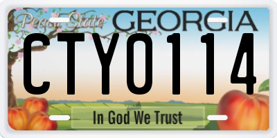 GA license plate CTY0114