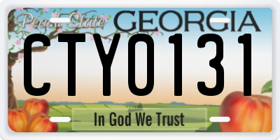 GA license plate CTY0131
