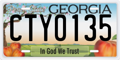 GA license plate CTY0135