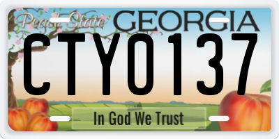 GA license plate CTY0137