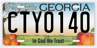 GA license plate CTY0140