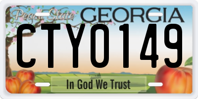 GA license plate CTY0149