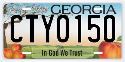 GA license plate CTY0150