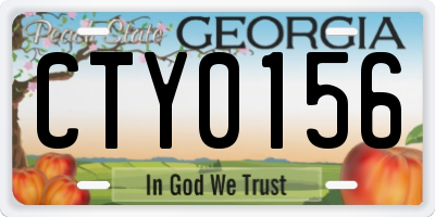 GA license plate CTY0156