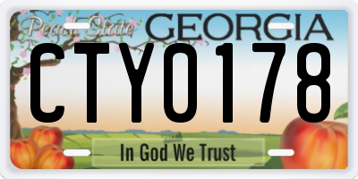 GA license plate CTY0178