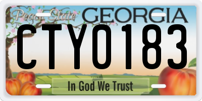 GA license plate CTY0183