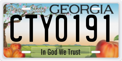 GA license plate CTY0191
