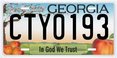 GA license plate CTY0193