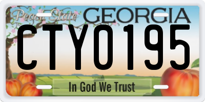 GA license plate CTY0195