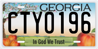 GA license plate CTY0196