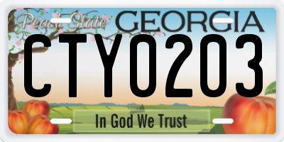 GA license plate CTY0203