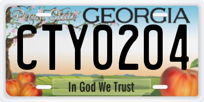 GA license plate CTY0204