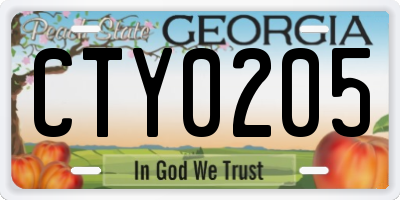 GA license plate CTY0205