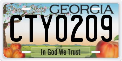 GA license plate CTY0209