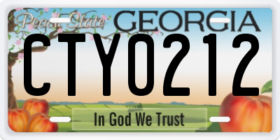 GA license plate CTY0212
