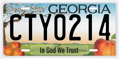 GA license plate CTY0214