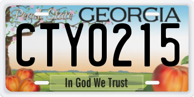 GA license plate CTY0215