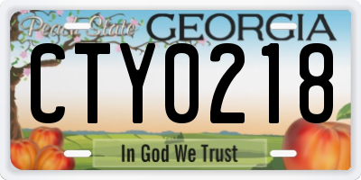 GA license plate CTY0218