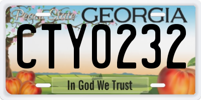 GA license plate CTY0232