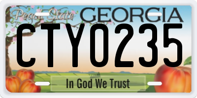 GA license plate CTY0235