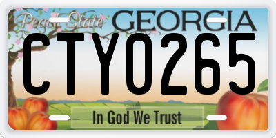 GA license plate CTY0265