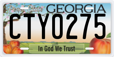 GA license plate CTY0275