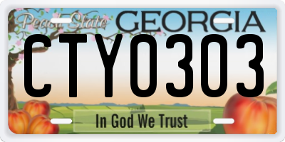 GA license plate CTY0303