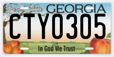 GA license plate CTY0305