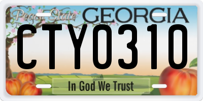 GA license plate CTY0310