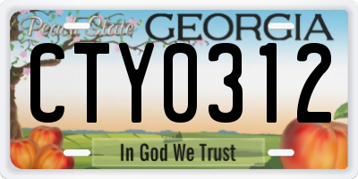 GA license plate CTY0312