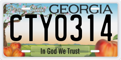 GA license plate CTY0314