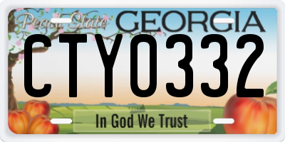 GA license plate CTY0332