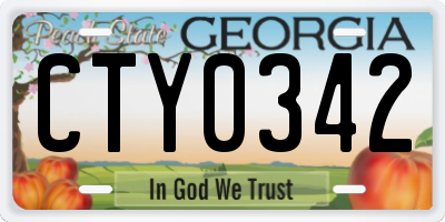 GA license plate CTY0342