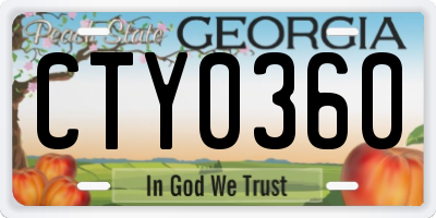 GA license plate CTY0360