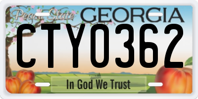 GA license plate CTY0362
